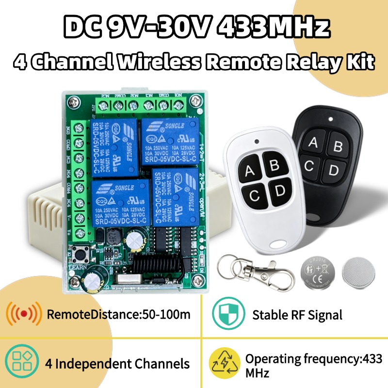 433MHz 범용 무선 리모컨 DC 12V 4채널 릴레 - 433Mhz Receiver Module 리뷰 및 가격